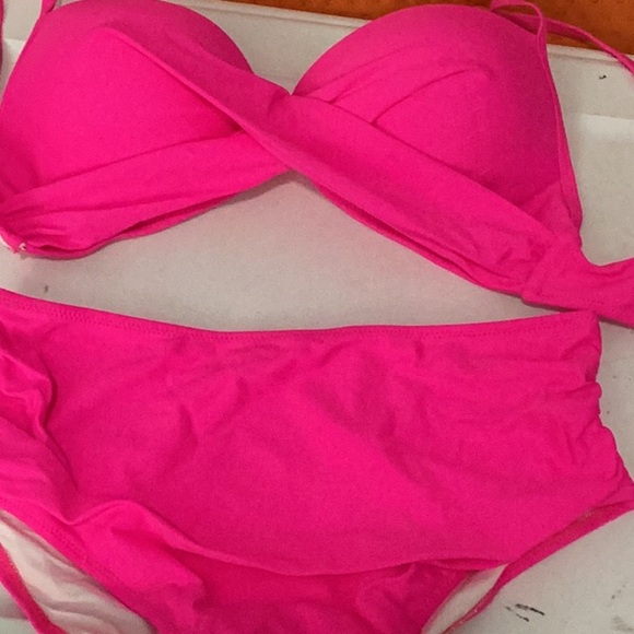 Women Cross Wrap Halter Bikini Set High Waisted Push Up Two Piece Swimsuits L - Picture 3 of 4